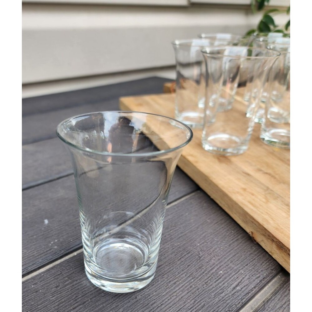 Vtg Flare Top Clear Heavy Base Shot Glasses 3.5” tall 10 Premium Tequila Vodka